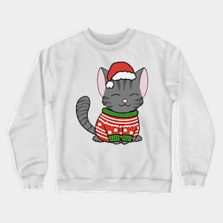 Christmas Sweater Black Tabby Cat Crewneck Sweatshirt